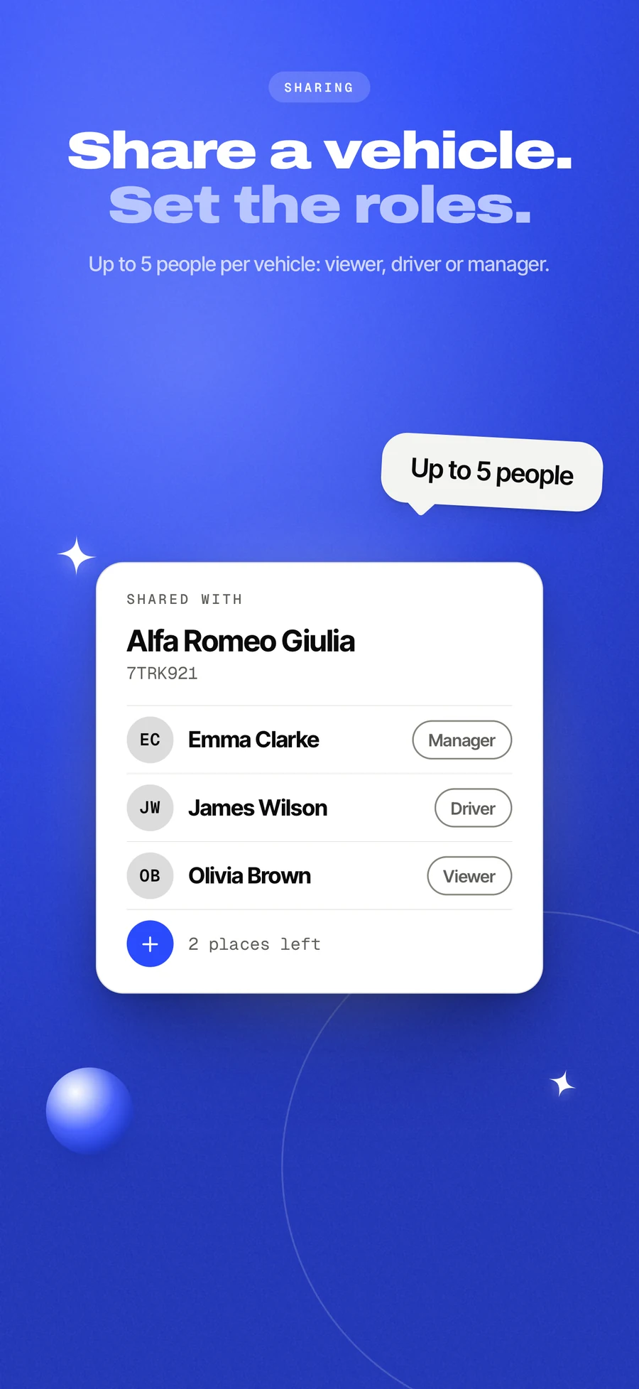 App Store panel: one vehicle shared between two drivers.