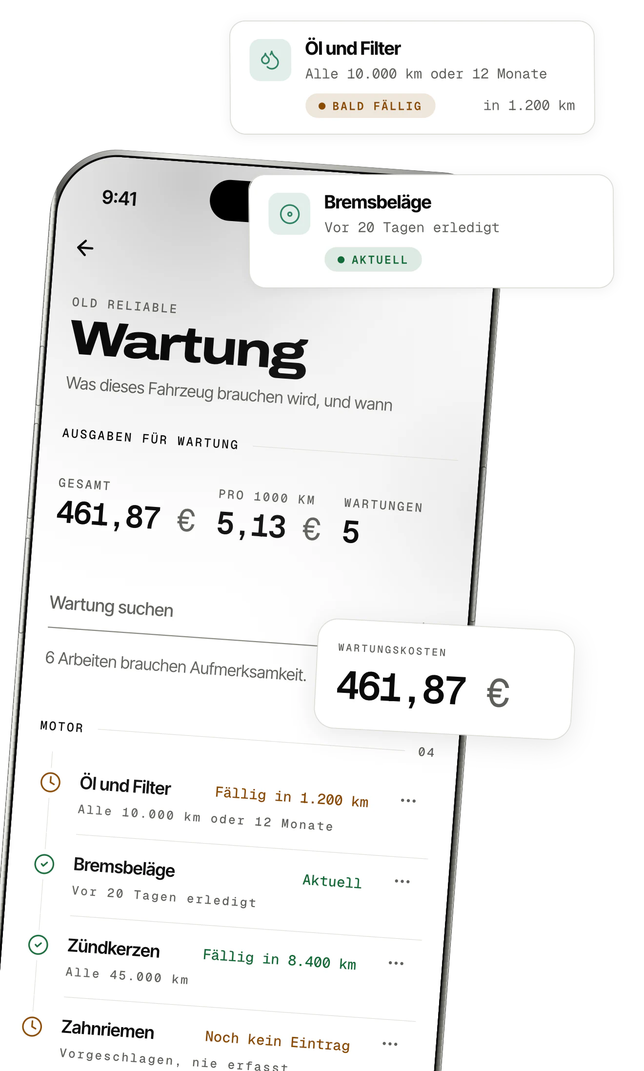 Fahrzeugansicht in OdoKeep