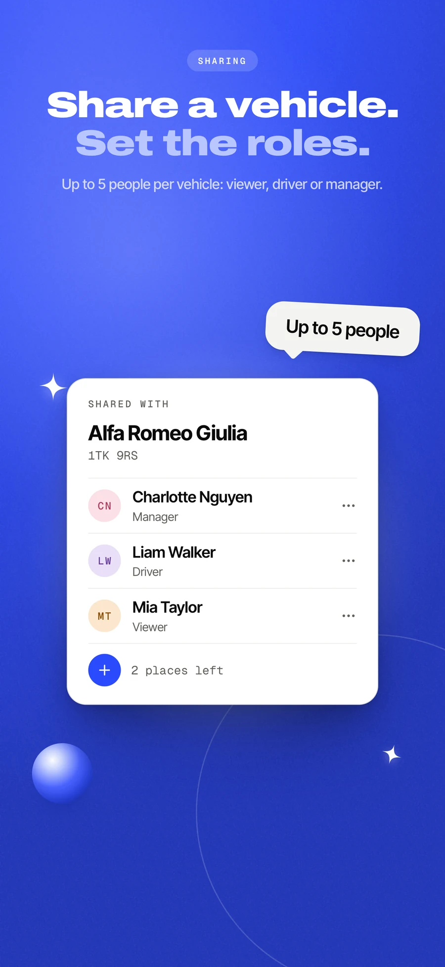App Store panel: one vehicle shared between two drivers.