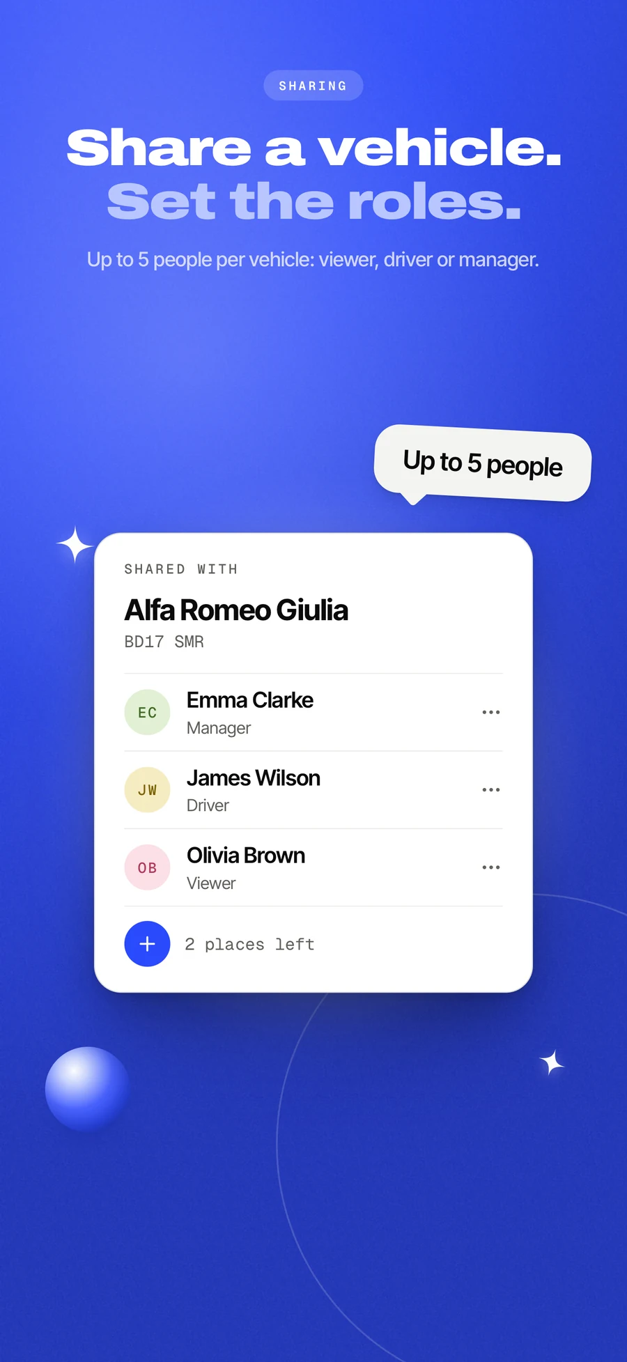 App Store panel: one vehicle shared between two drivers.