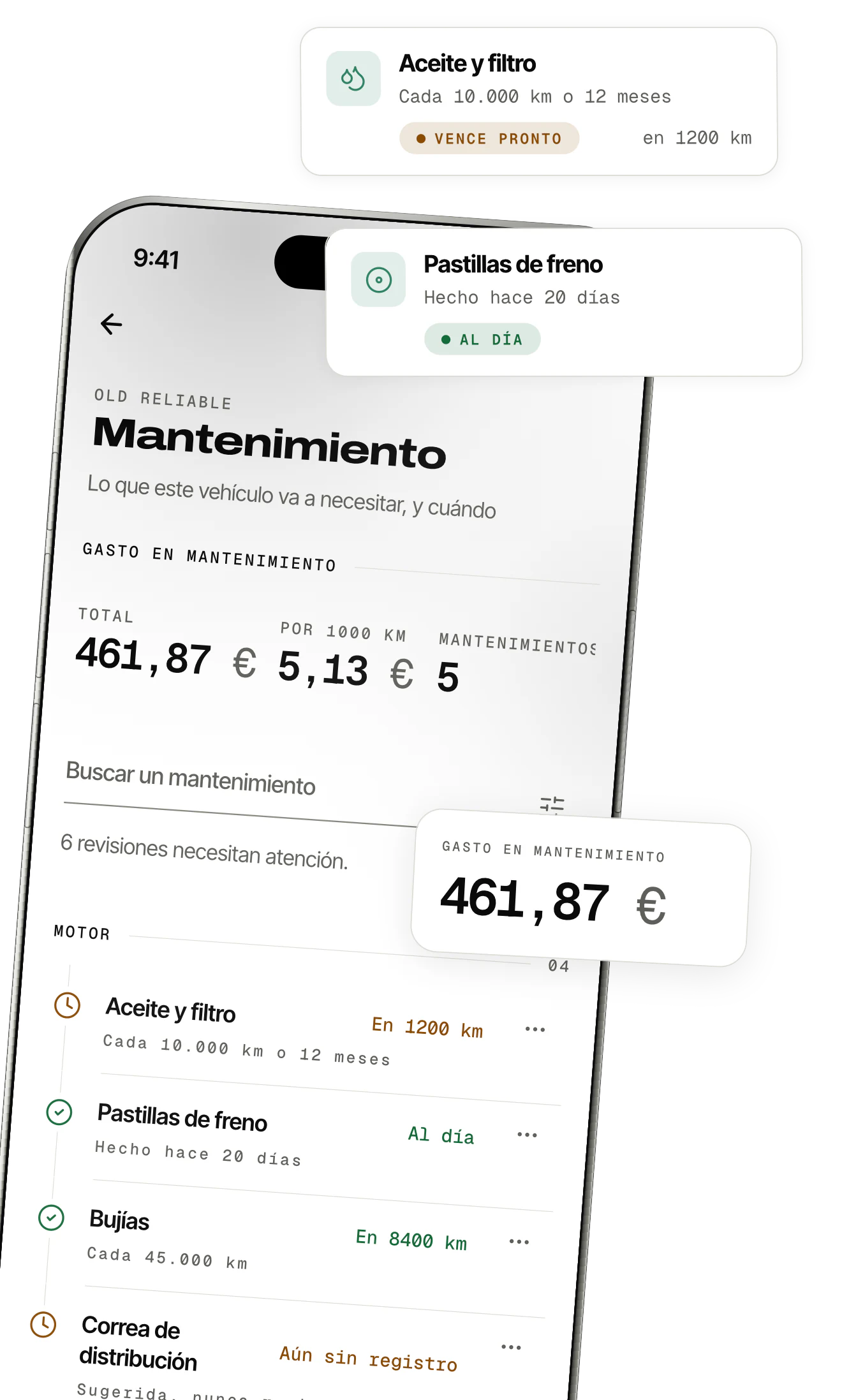 Pantalla de un vehículo en OdoKeep