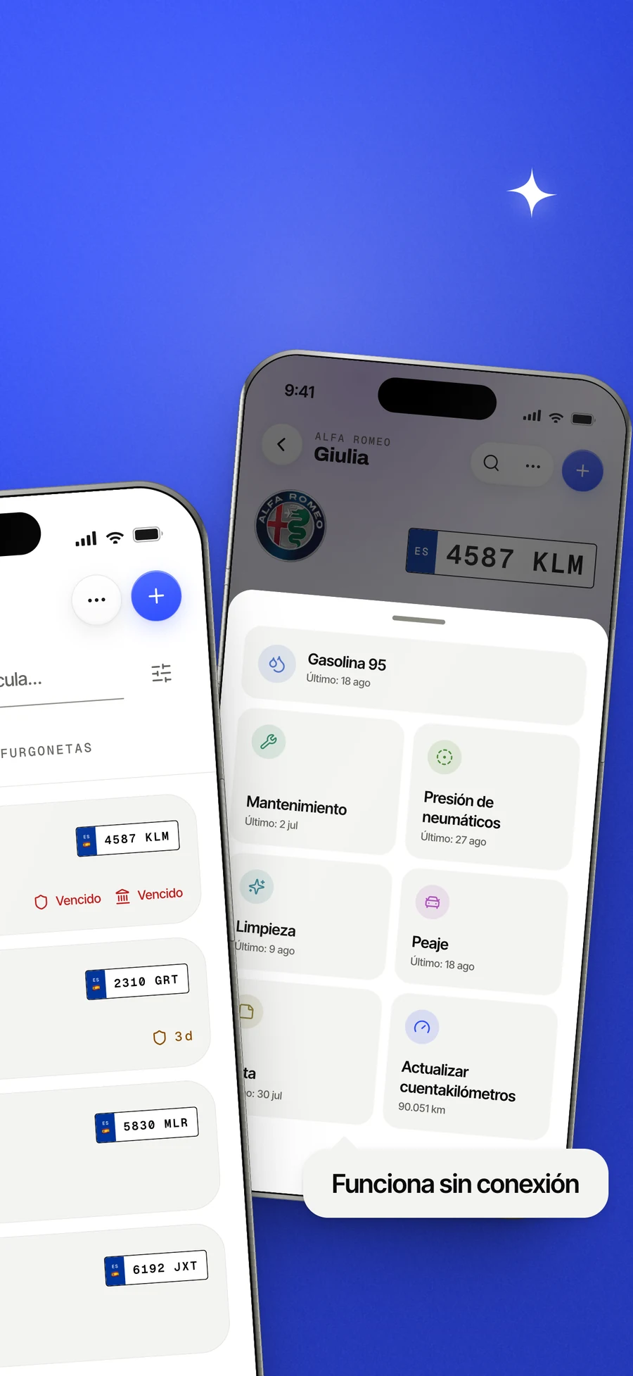 Panel del App Store: la hoja de registro rápido, abierta en un vehículo.
