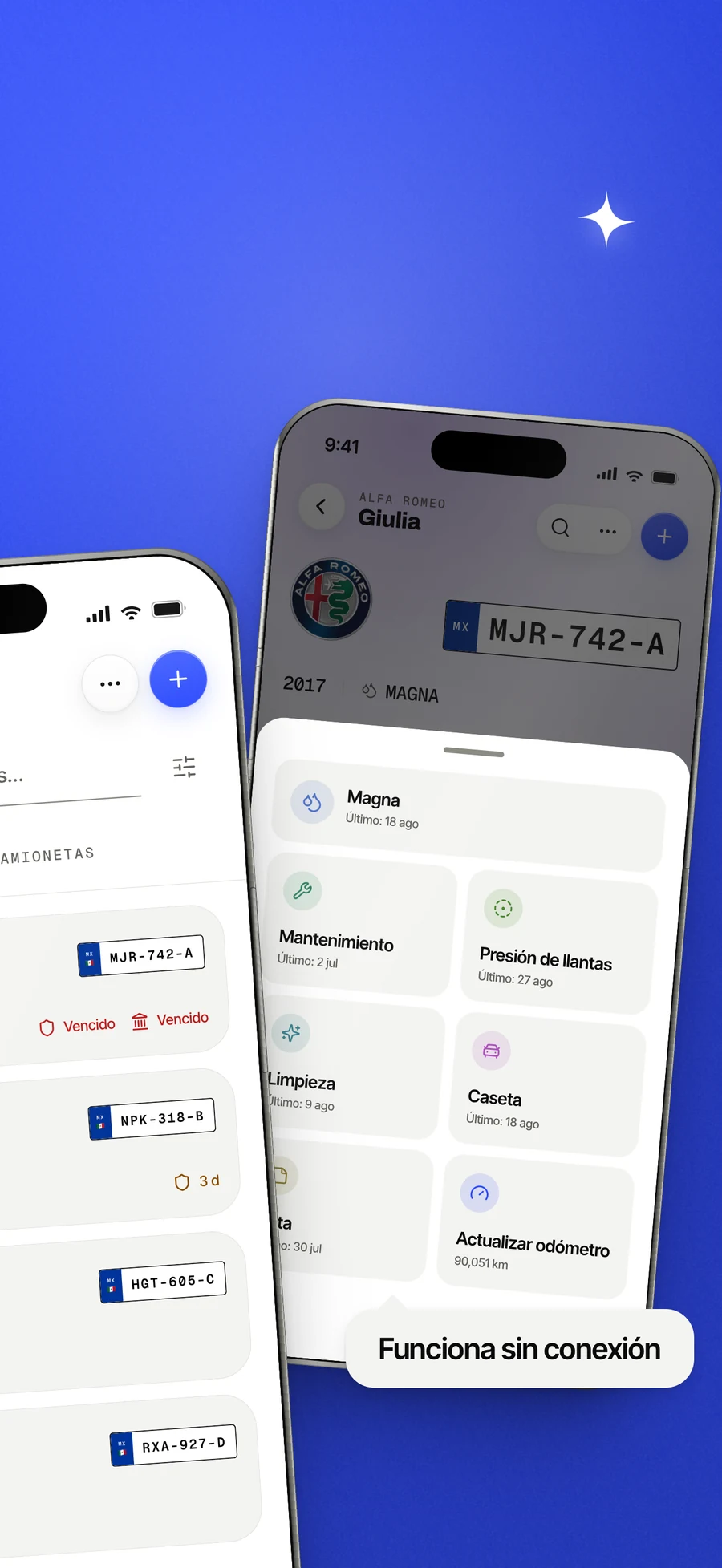 Panel del App Store: la hoja de registro rápido, abierta en un vehículo.