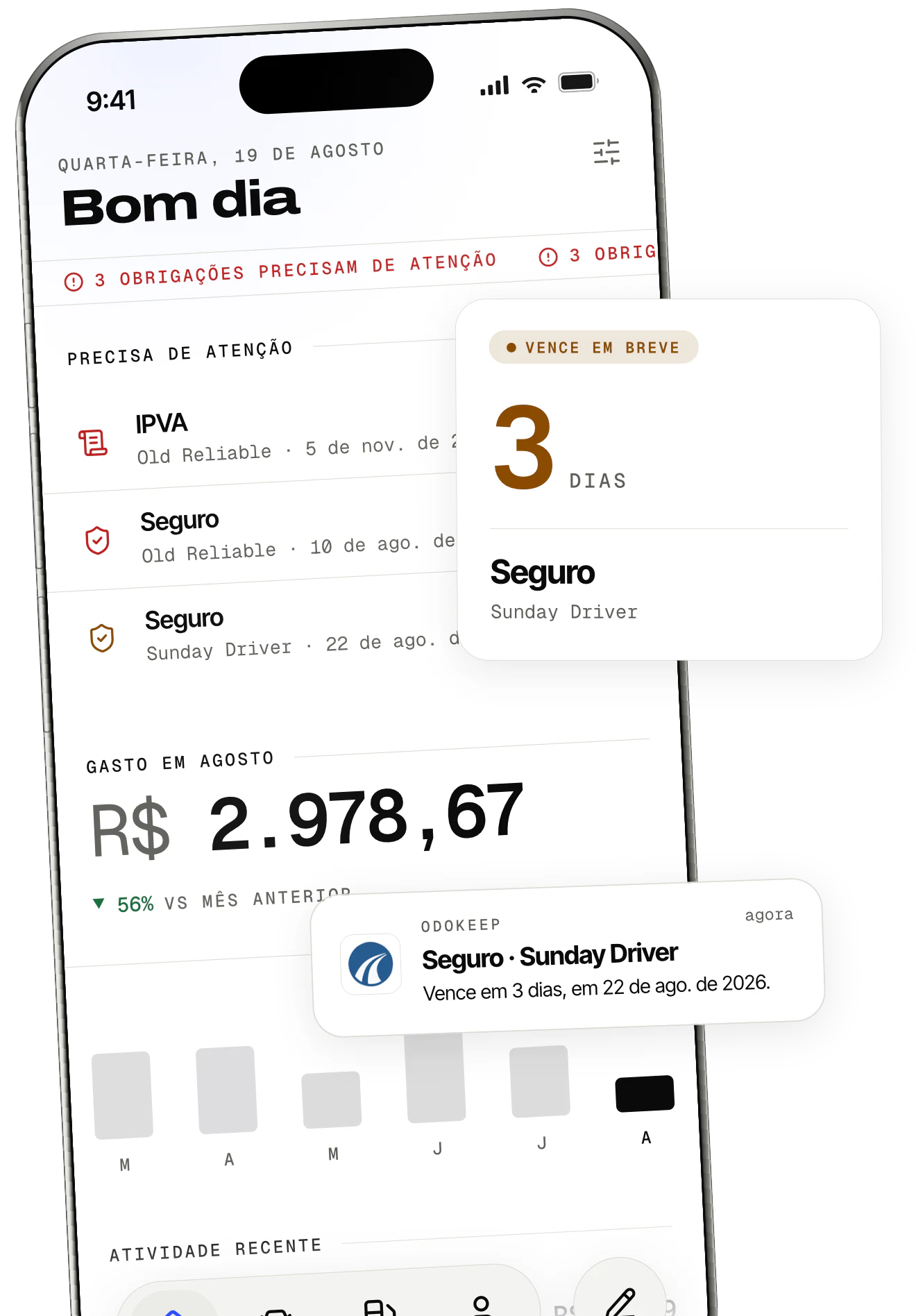 Acompanhar prazos. OdoKeep no iPhone