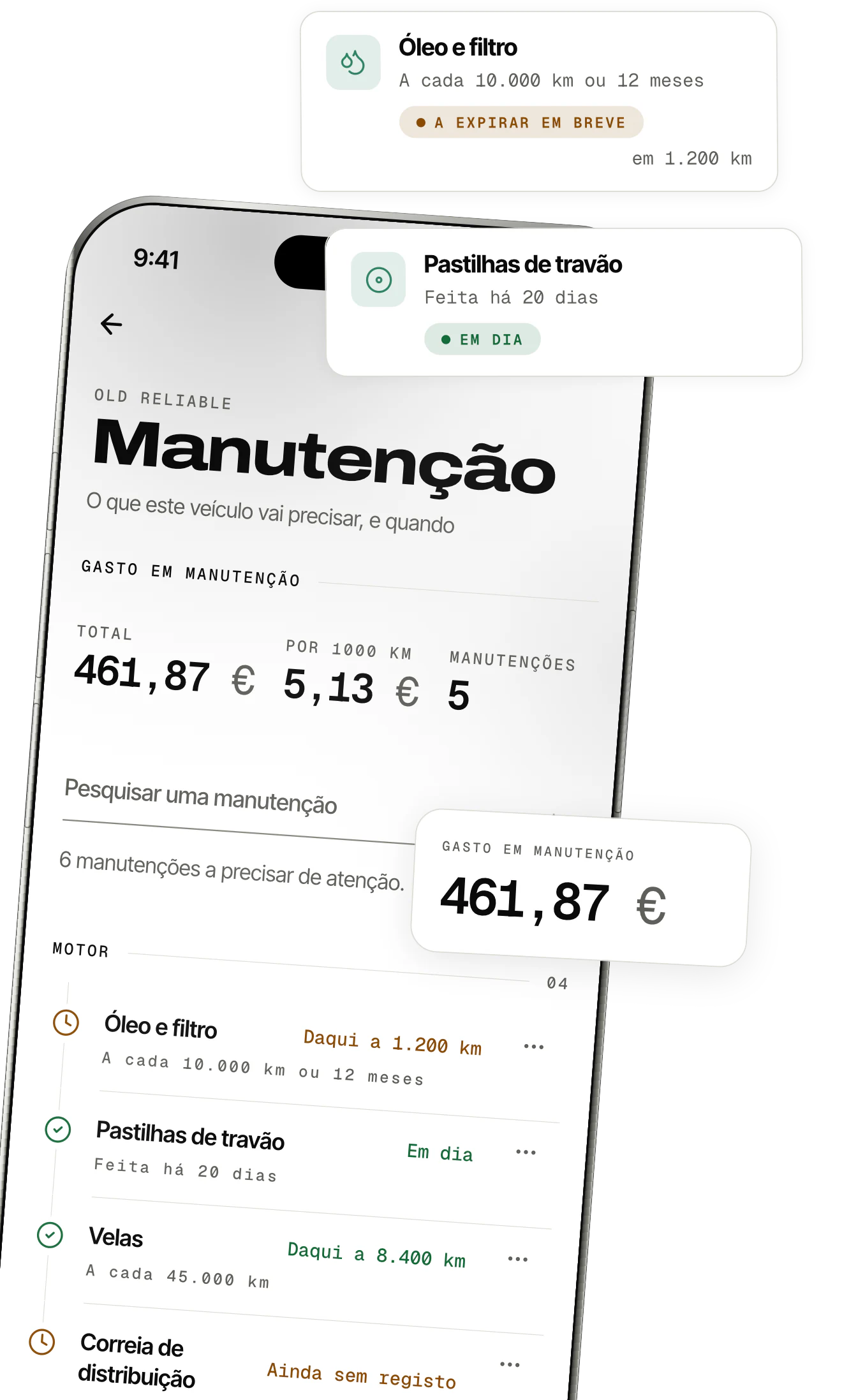 Ecrã de um veículo no OdoKeep